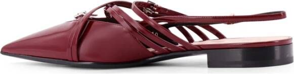 Gucci Rode Platte Schoenen Kruis-Gesp Leer