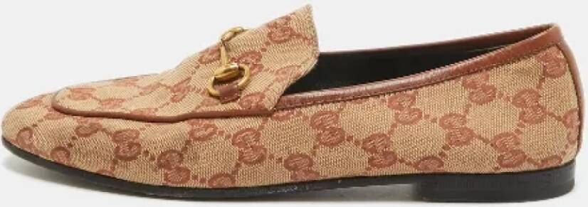 Gucci Vintage Pre-owned Canvas flats Beige Dames