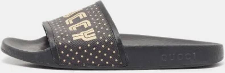 Gucci Vintage Pre-owned Canvas flats Black Dames