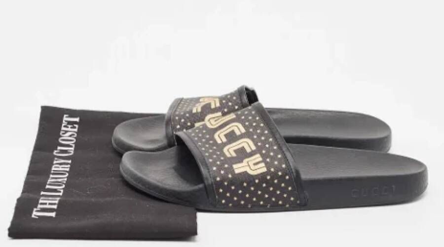 Gucci Vintage Pre-owned Canvas flats Black Dames