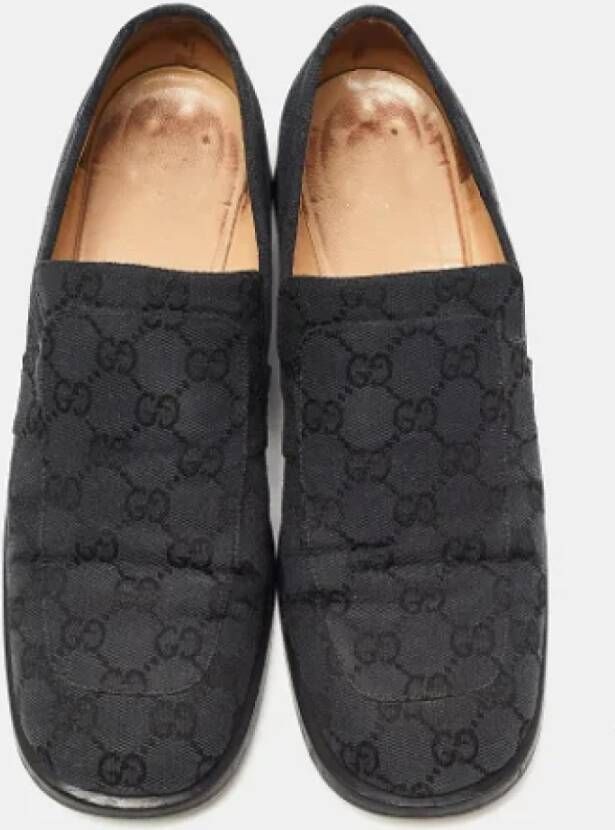 Gucci Vintage Pre-owned Canvas flats Black Dames
