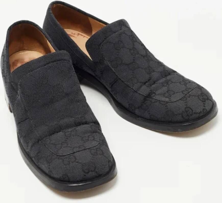 Gucci Vintage Pre-owned Canvas flats Black Dames