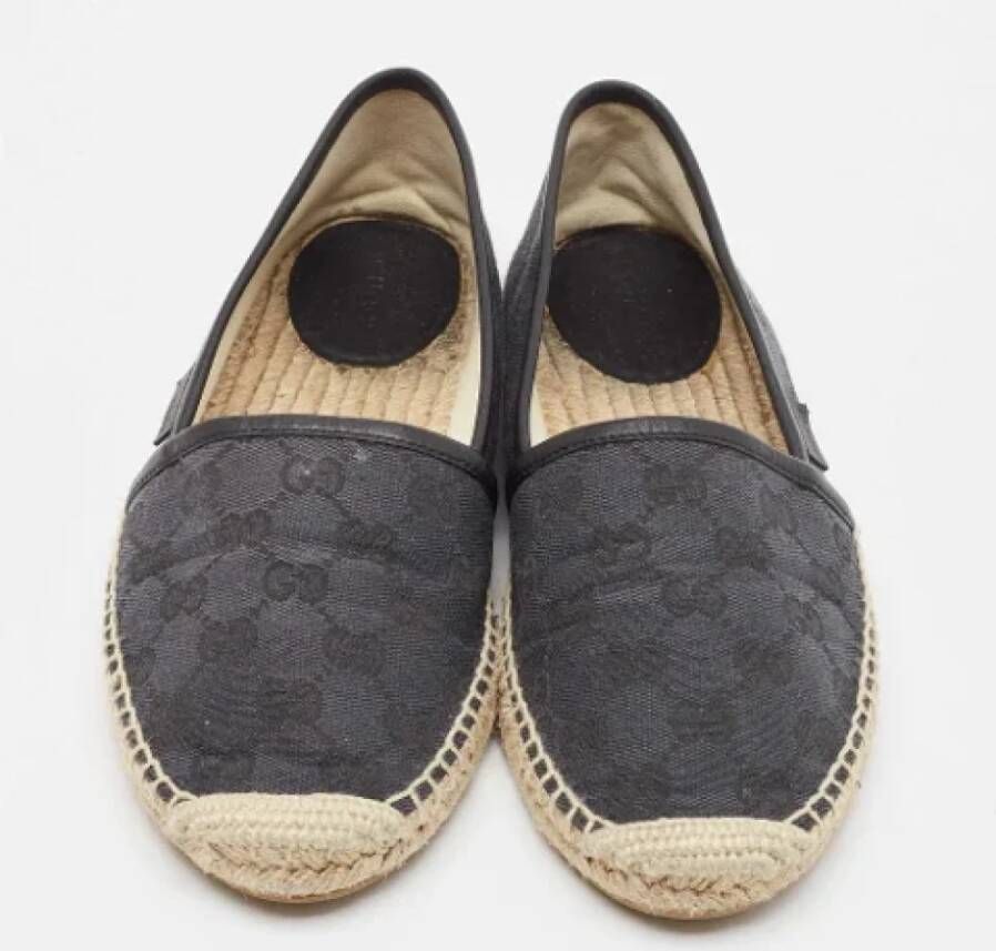 Gucci Vintage Pre-owned Canvas flats Black Dames