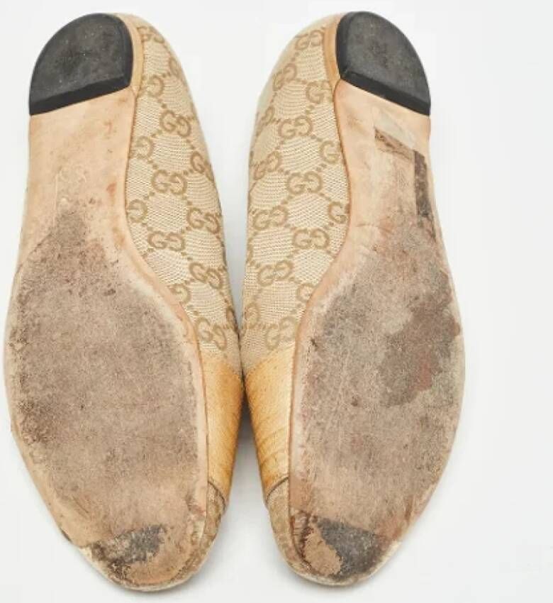 Gucci Vintage Pre-owned Canvas flats Brown Dames