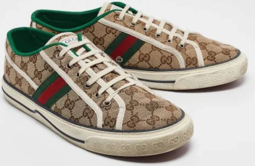 Gucci Vintage Pre-owned Canvas flats Brown Dames