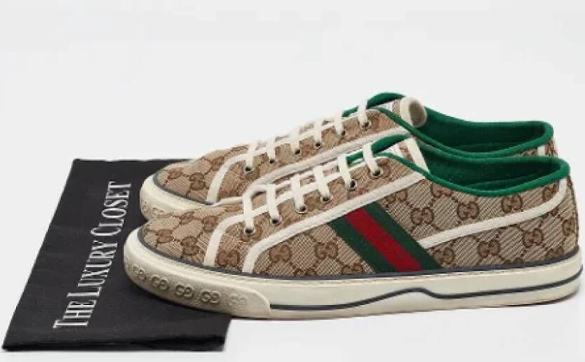 Gucci Vintage Pre-owned Canvas flats Brown Dames