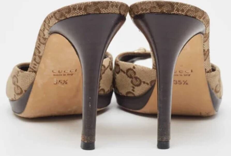 Gucci Vintage Pre-owned Canvas sandals Beige Dames