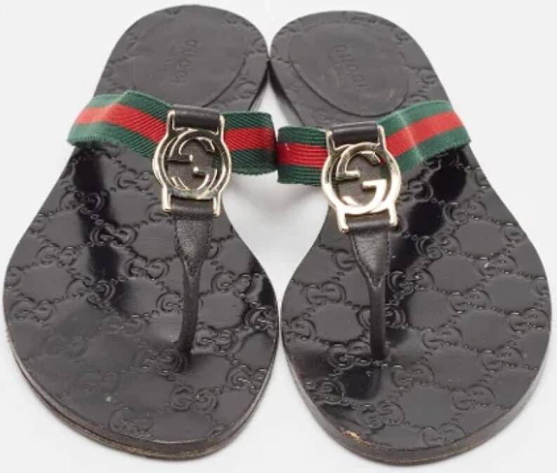Gucci Vintage Pre-owned Canvas sandals Black Dames