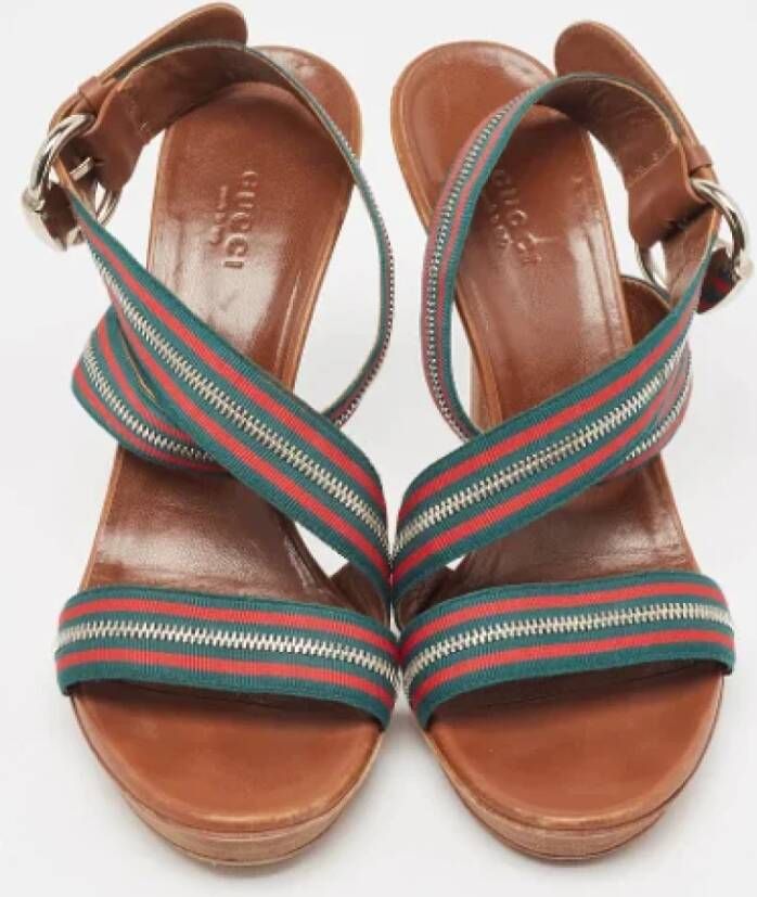 Gucci Vintage Pre-owned Canvas sandals Brown Dames