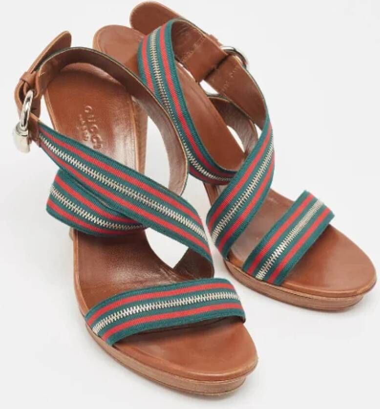 Gucci Vintage Pre-owned Canvas sandals Brown Dames