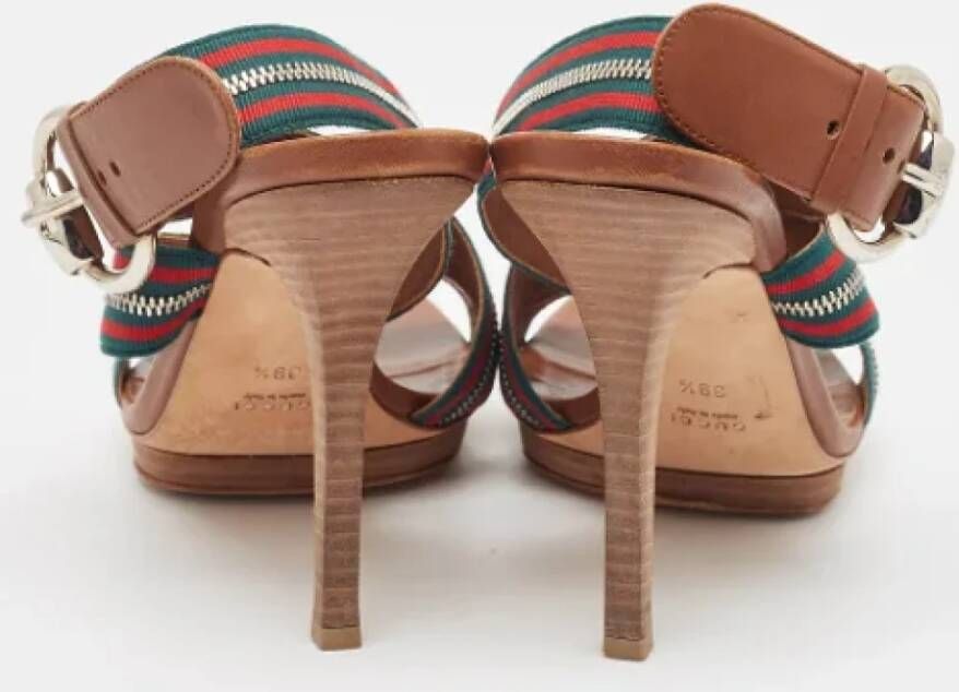 Gucci Vintage Pre-owned Canvas sandals Brown Dames