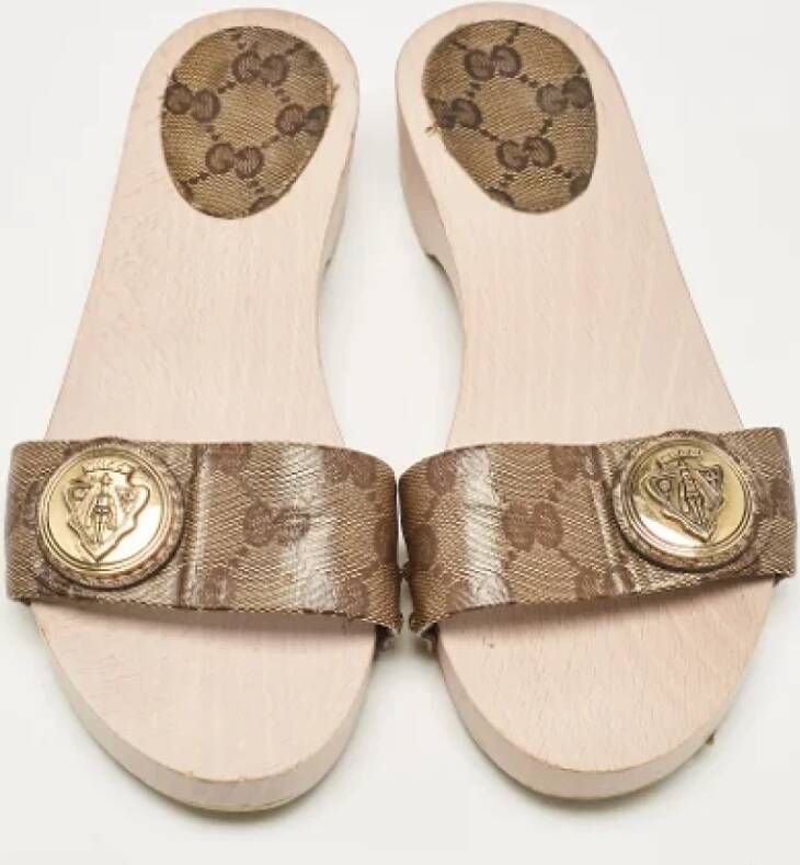 Gucci Vintage Pre-owned Canvas sandals Brown Dames