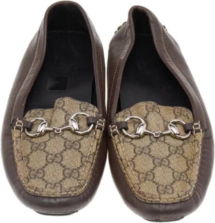 Gucci Vintage Pre-owned Coated canvas flats Beige Dames