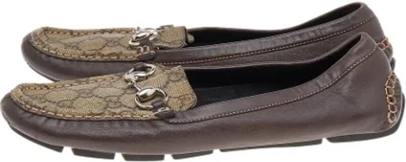 Gucci Vintage Pre-owned Coated canvas flats Beige Dames