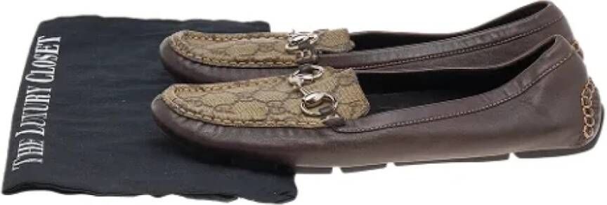 Gucci Vintage Pre-owned Coated canvas flats Beige Dames
