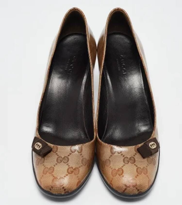 Gucci Vintage Pre-owned Coated canvas heels Beige Dames