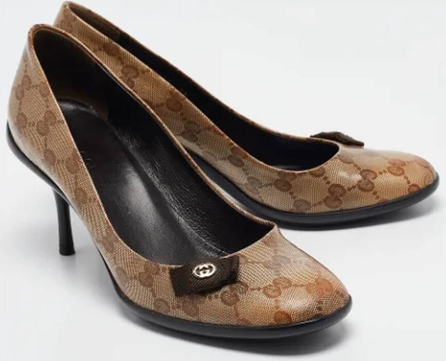 Gucci Vintage Pre-owned Coated canvas heels Beige Dames