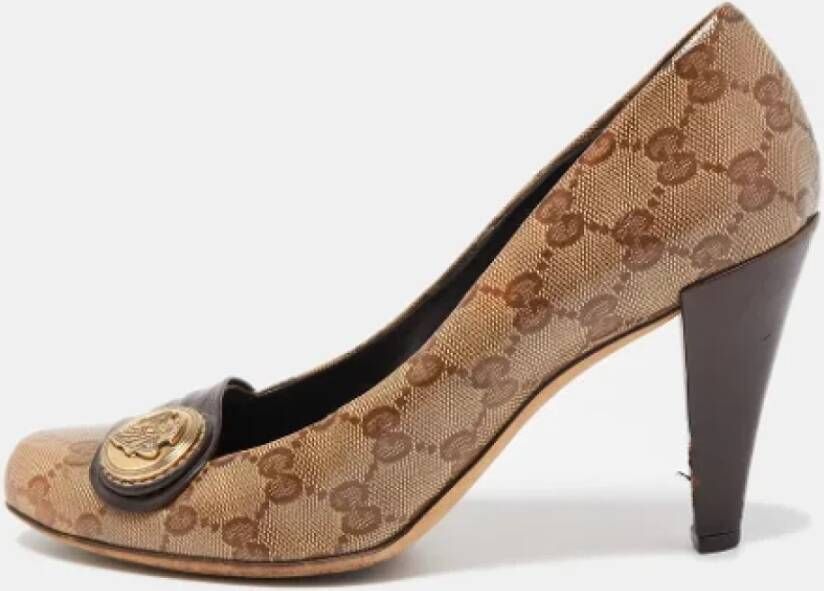 Gucci Vintage Pre-owned Coated canvas heels Brown Dames