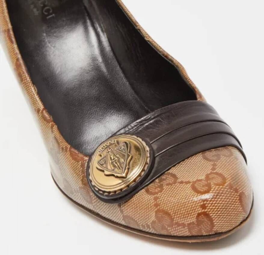 Gucci Vintage Pre-owned Coated canvas heels Brown Dames