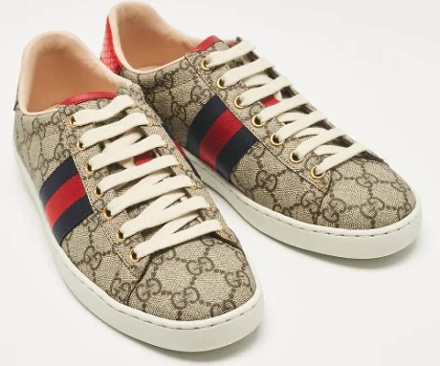 Gucci Vintage Pre-owned Coated canvas sneakers Beige Dames