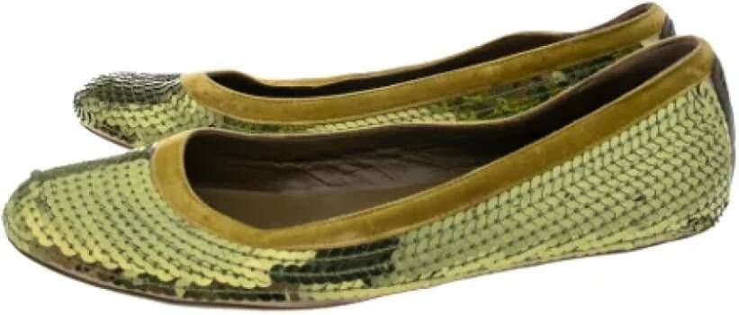 Gucci Vintage Pre-owned Fabric flats Green Dames