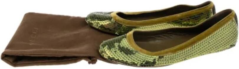 Gucci Vintage Pre-owned Fabric flats Green Dames