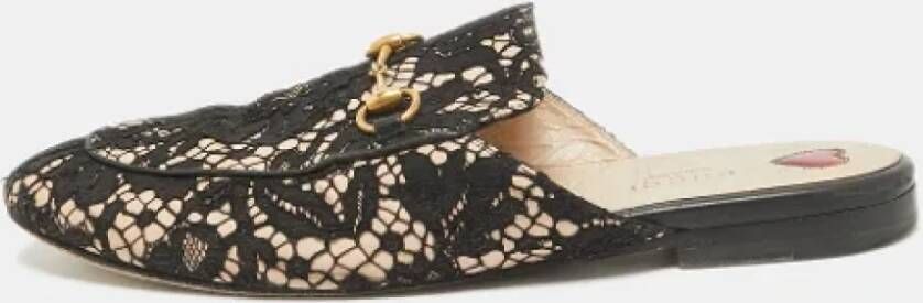 Gucci Vintage Pre-owned Lace flats Black Dames