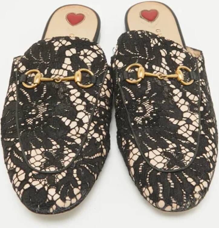Gucci Vintage Pre-owned Lace flats Black Dames