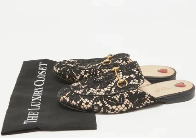Gucci Vintage Pre-owned Lace flats Black Dames