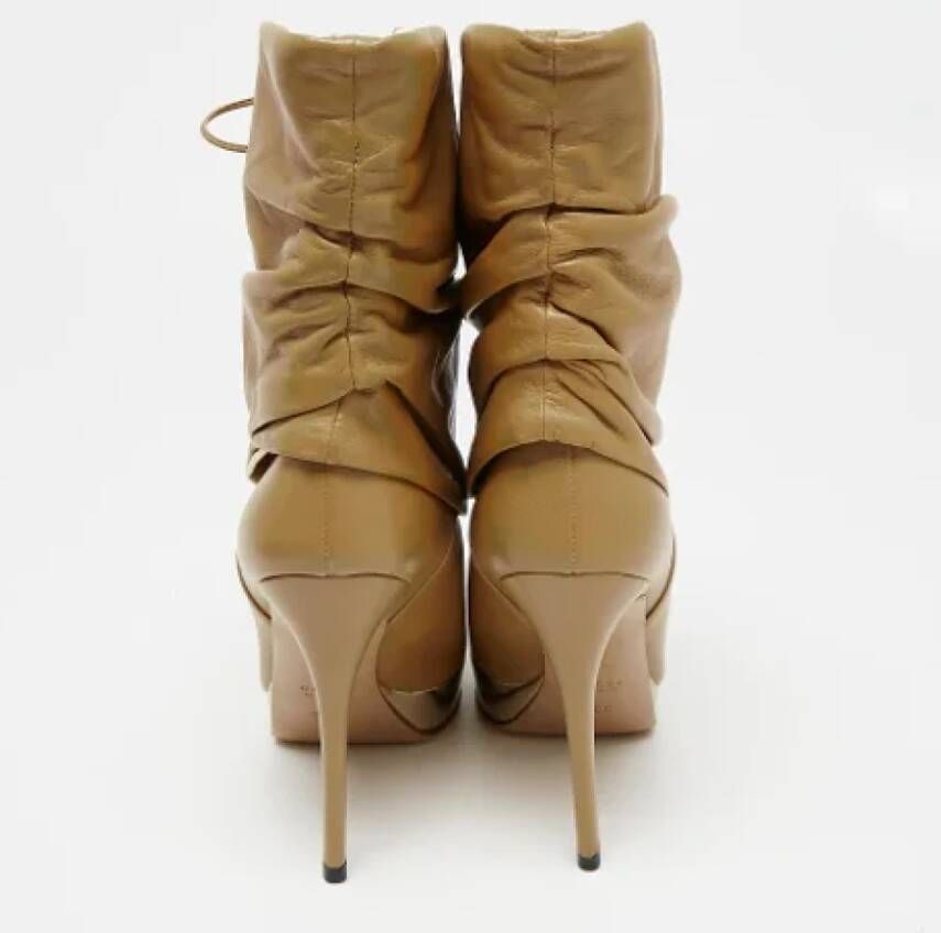 Gucci Vintage Pre-owned Leather boots Beige Dames