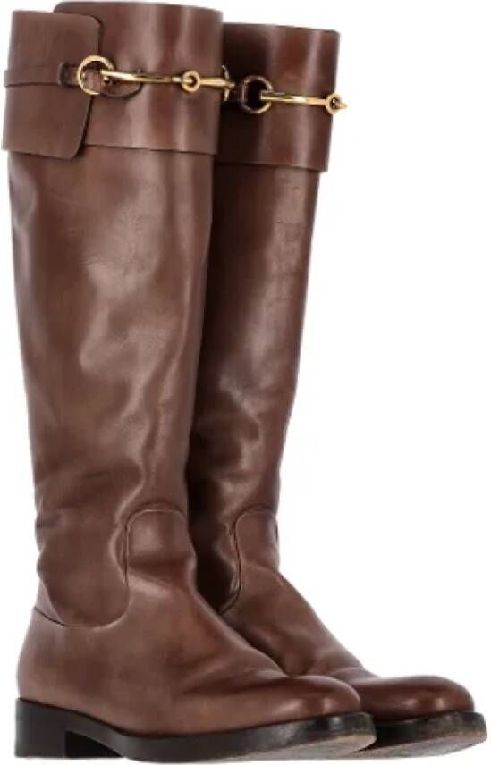Gucci Vintage Pre-owned Leather boots Brown Dames