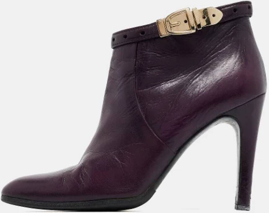 Gucci Vintage Pre-owned Leather boots Purple Dames