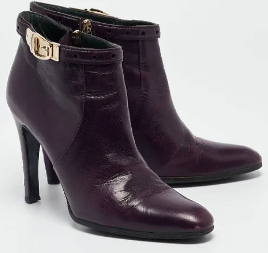 Gucci Vintage Pre-owned Leather boots Purple Dames