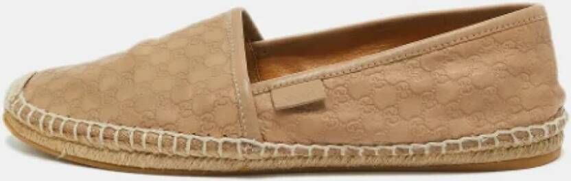 Gucci Vintage Pre-owned Leather espadrilles Beige Dames