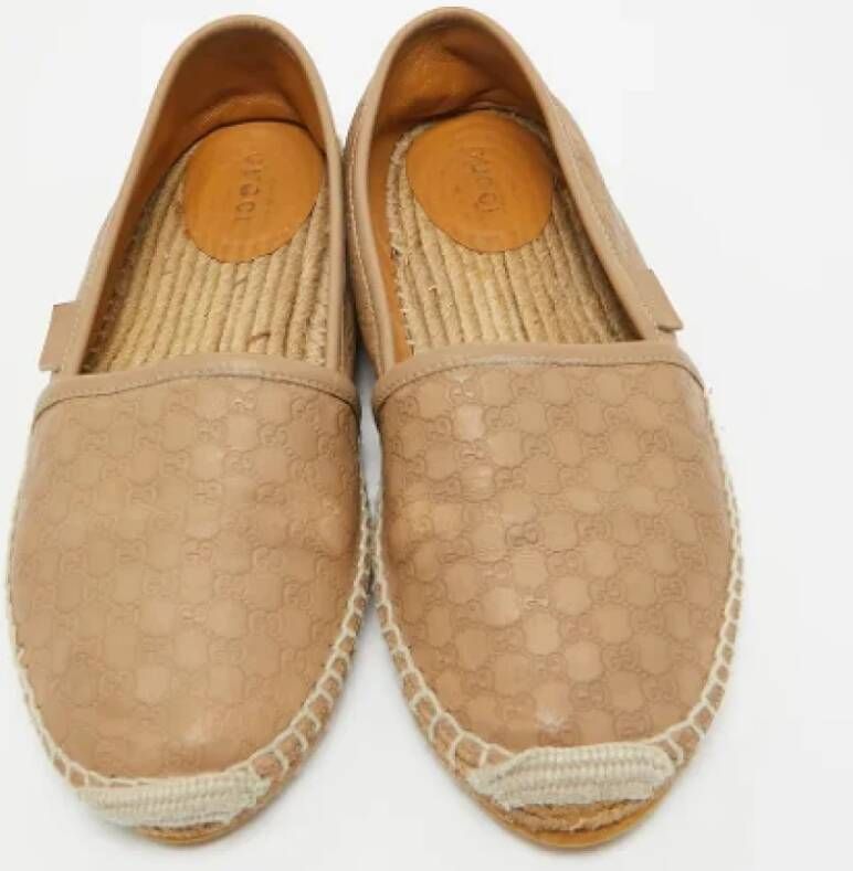 Gucci Vintage Pre-owned Leather espadrilles Beige Dames