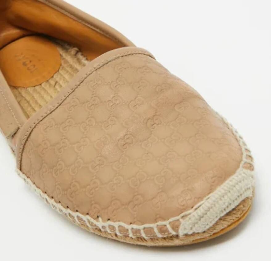 Gucci Vintage Pre-owned Leather espadrilles Beige Dames