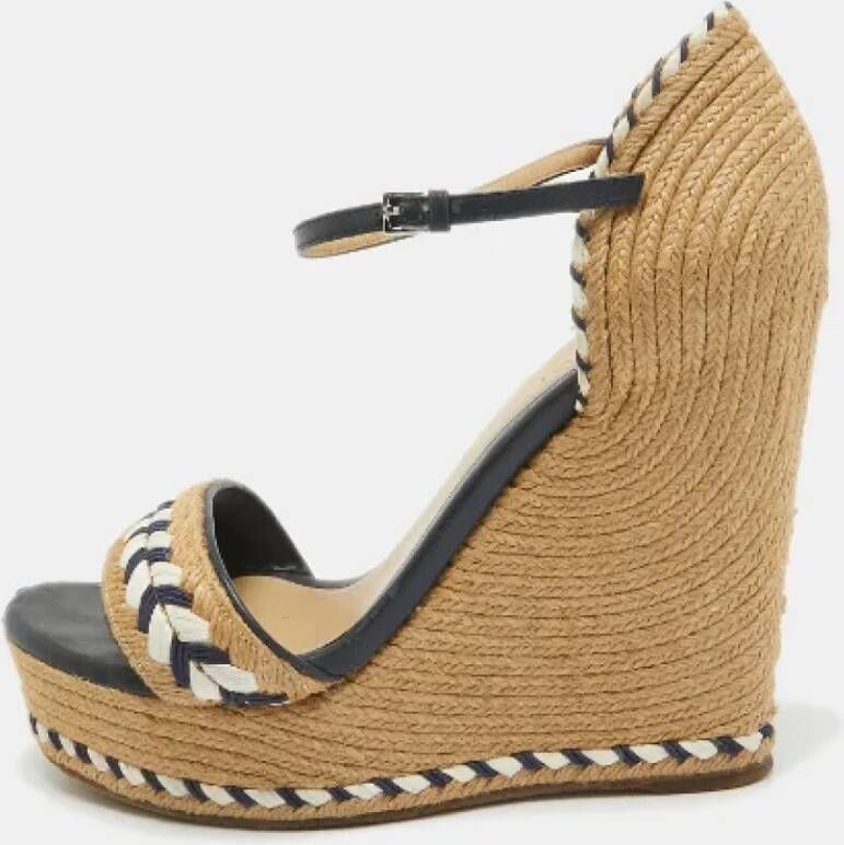 Gucci Vintage Pre-owned Leather espadrilles Beige Dames