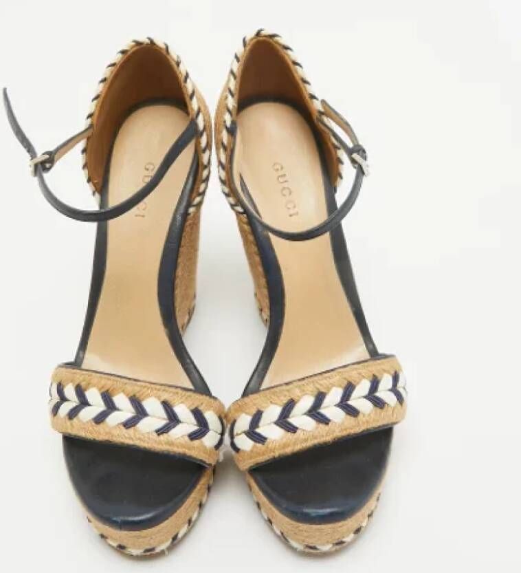 Gucci Vintage Pre-owned Leather espadrilles Beige Dames