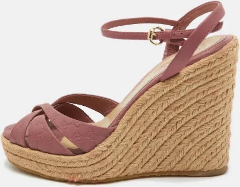Gucci Vintage Pre-owned Leather espadrilles Pink Dames