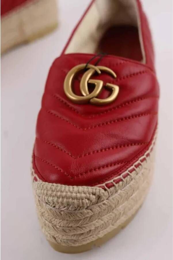 Gucci Vintage Pre-owned Leather espadrilles Red Dames