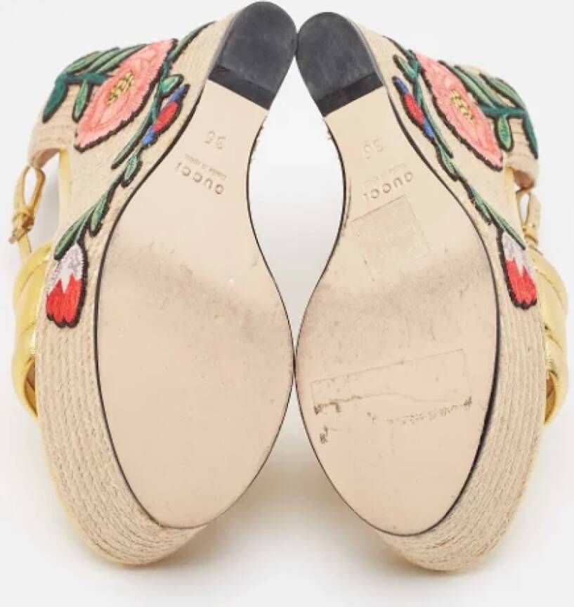 Gucci Vintage Pre-owned Leather espadrilles Yellow Dames