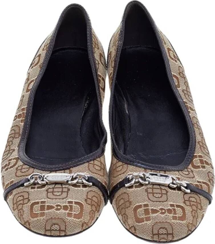 Gucci Vintage Pre-owned Leather flats Beige Dames
