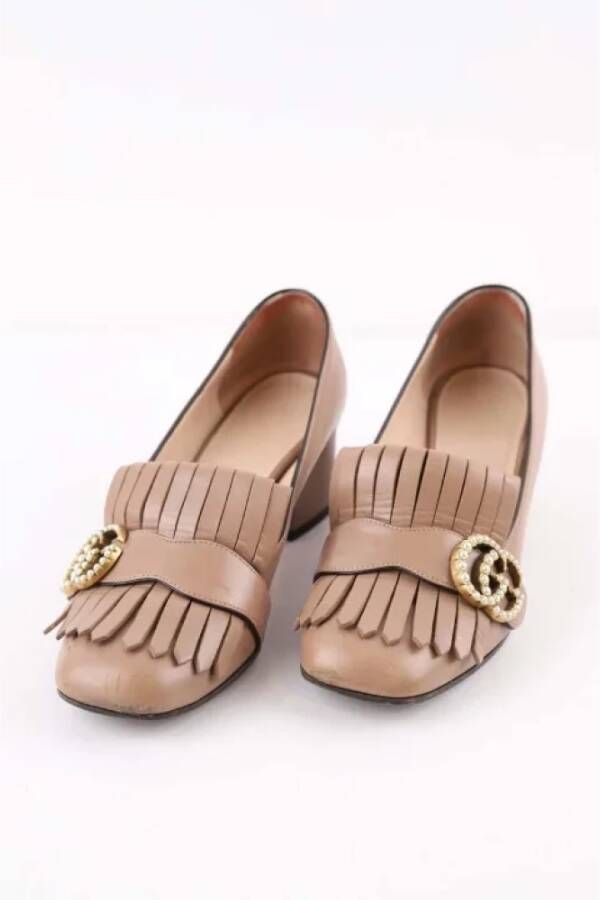 Gucci Vintage Pre-owned Leather flats Beige Dames