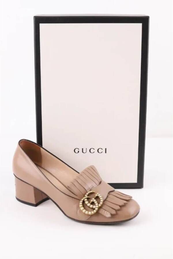 Gucci Vintage Pre-owned Leather flats Beige Dames