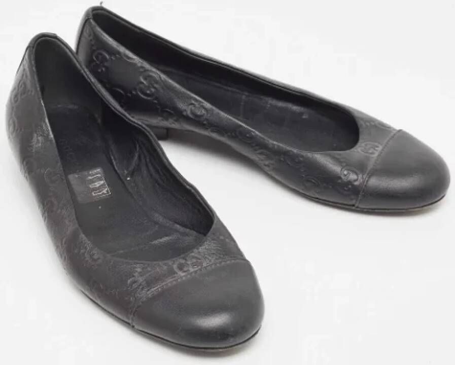 Gucci Vintage Pre-owned Leather flats Black Dames