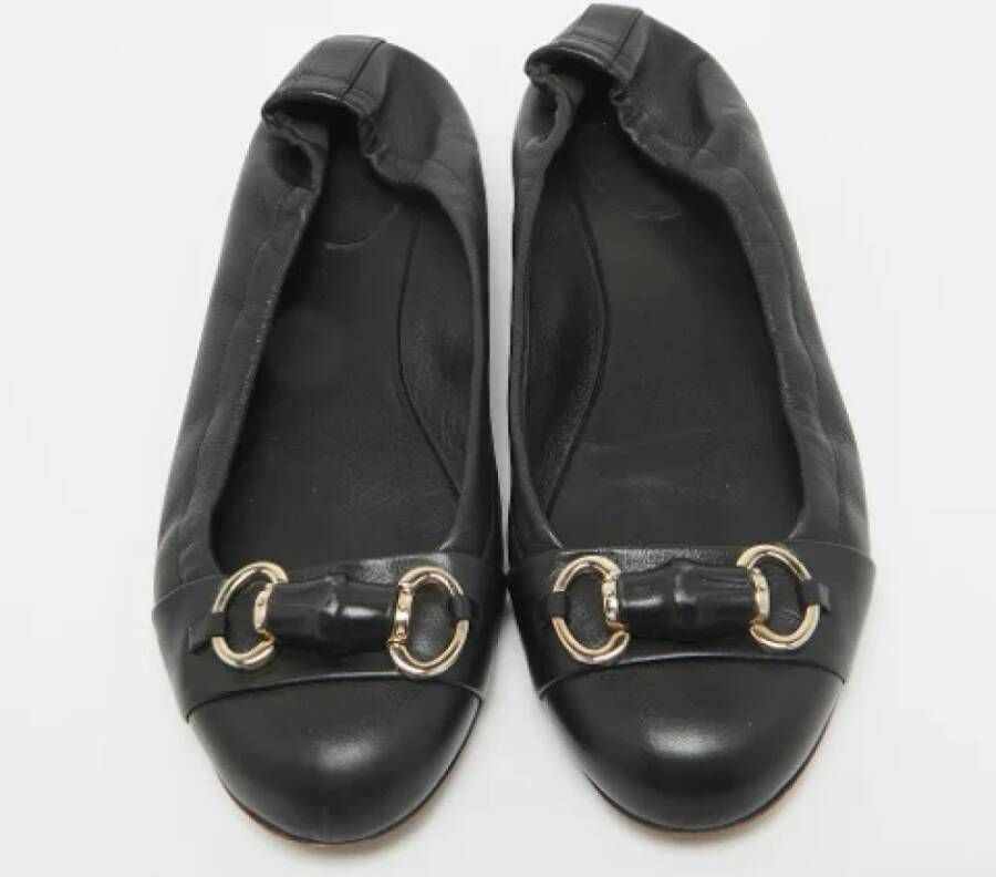 Gucci Vintage Pre-owned Leather flats Black Dames