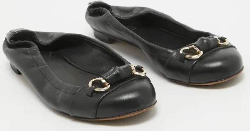 Gucci Vintage Pre-owned Leather flats Black Dames