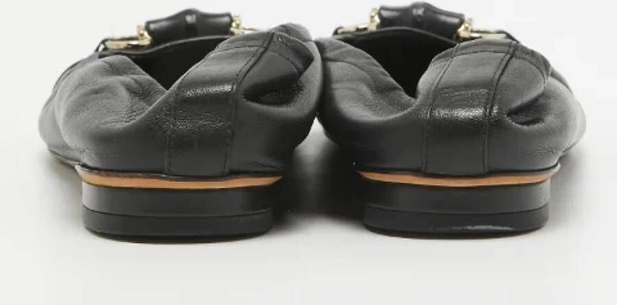 Gucci Vintage Pre-owned Leather flats Black Dames
