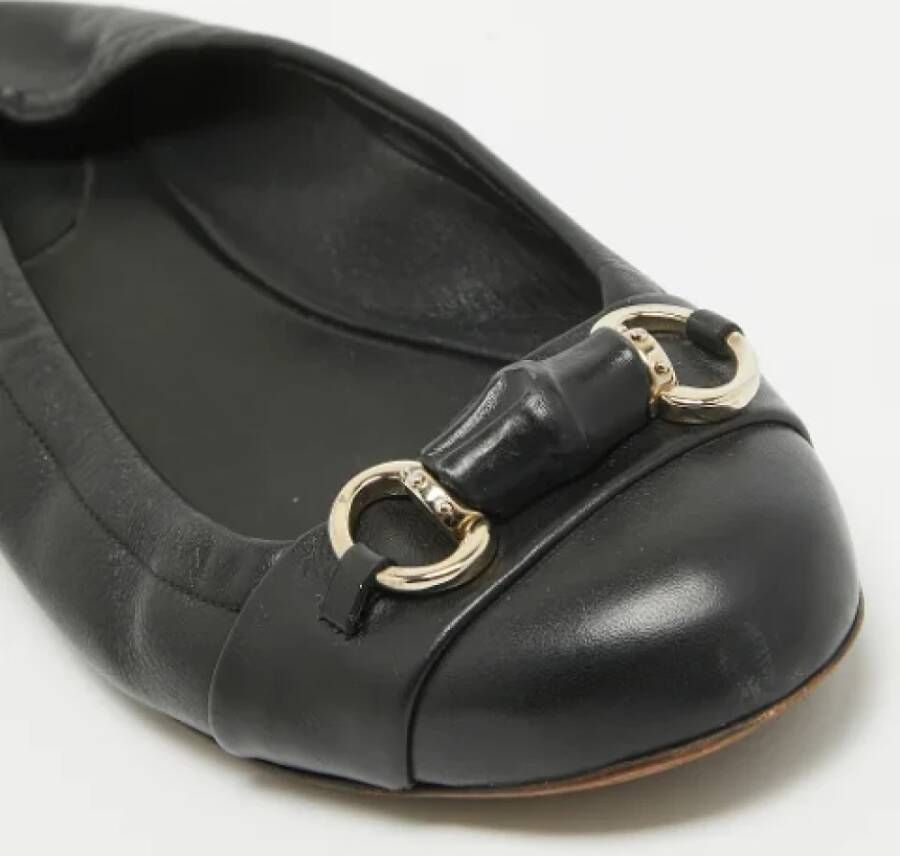 Gucci Vintage Pre-owned Leather flats Black Dames
