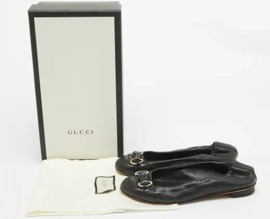 Gucci Vintage Pre-owned Leather flats Black Dames